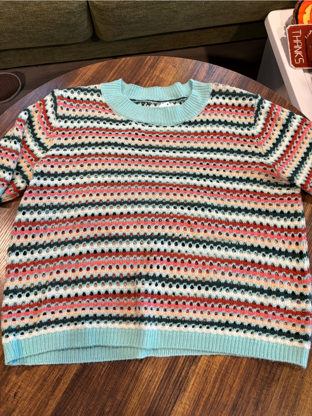 Striped Knit Women’s Shirt in Aqua Multi